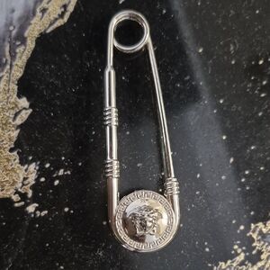 Authentic Versace Silver Safety Pin Brooch